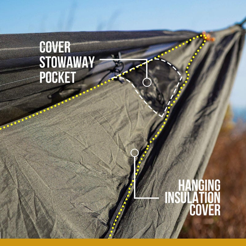 OneTigris KOMPOUND Camping Hammock with Net, Lightweight Portable Hammock with Warm Internal Cover & Tree Friendly Straps for Backpacking, Camping, Hiking, Travel, Beach, Backyard Od Green - Image 5